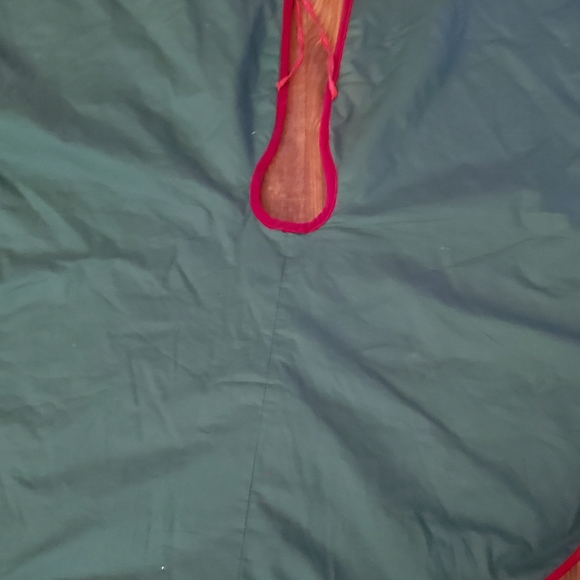 Santa Snowman Christmas Tree Skirt Green Sparkly Prima Creations 43" Primitive - Picture 8 of 8